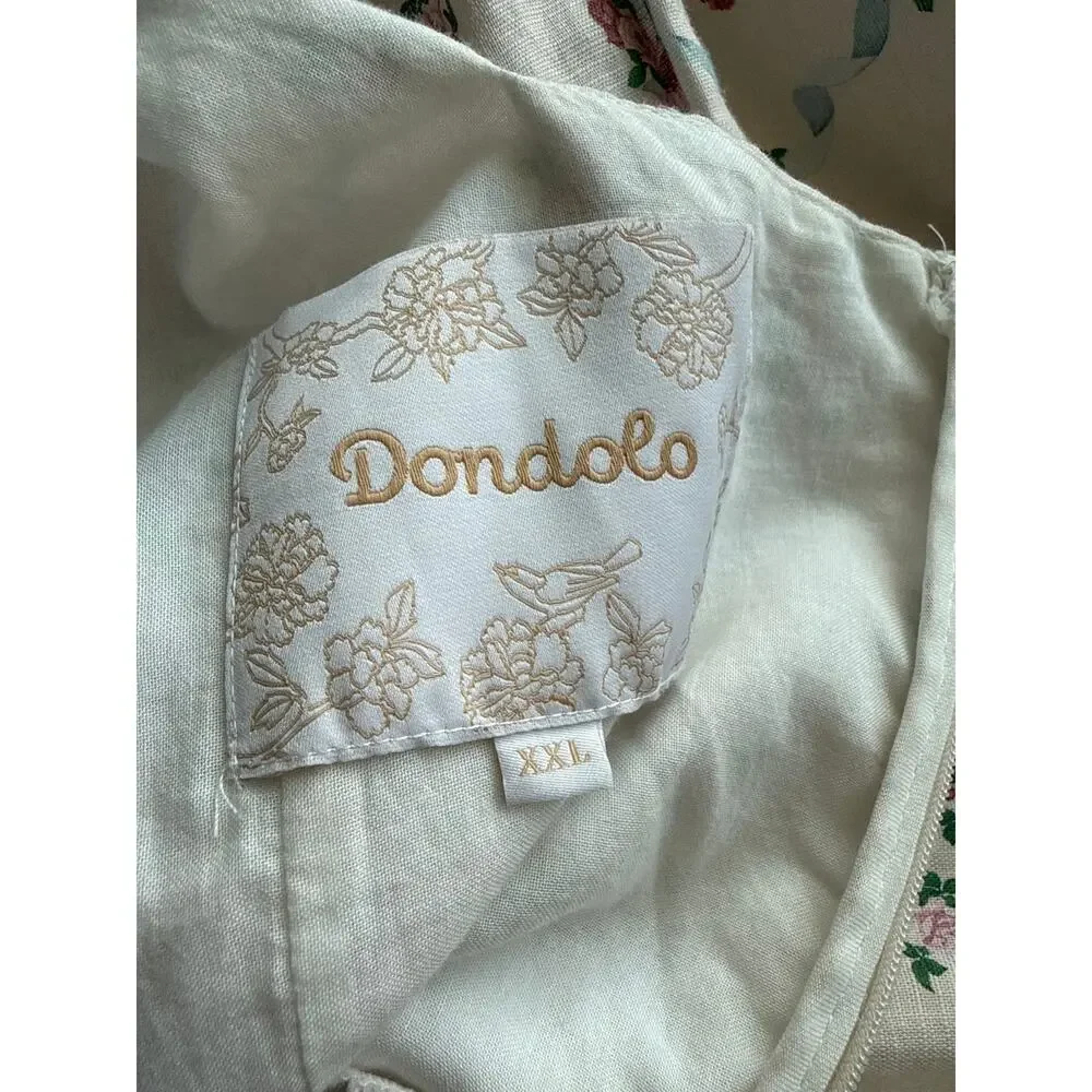 Dondolo x LoveShackFancy Rose Garden Smocked Short Dress Cream Size XXL - Picture 8 of 13